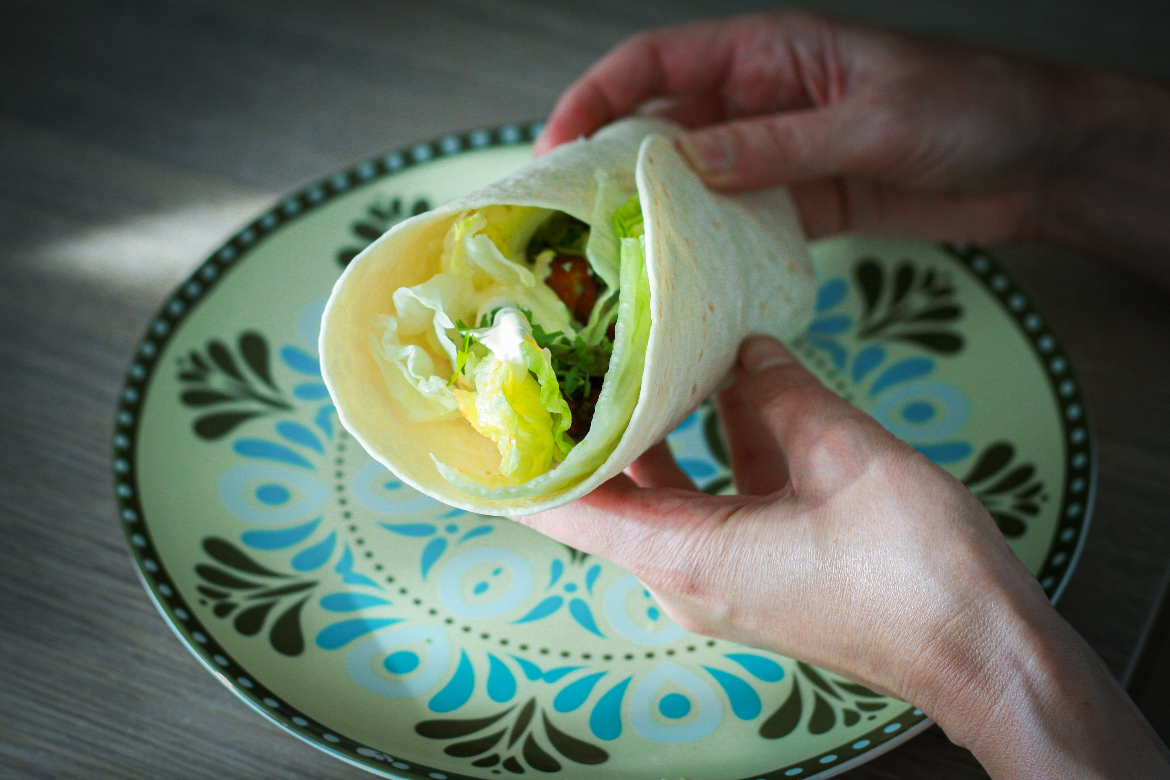 Květákové buffalo tacos